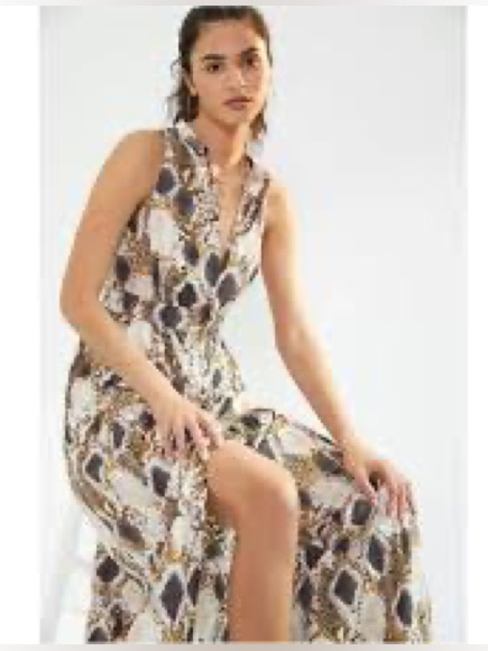 Anthropologie Maeve Sienna Sleeveless Button Front Snake-Print Maxi Dress 14